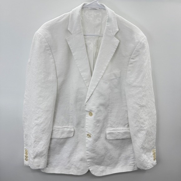 Lauren Ralph Lauren Black Label White 100% Linen Blazer Mens 42R Classic Coat - Picture 1 of 14